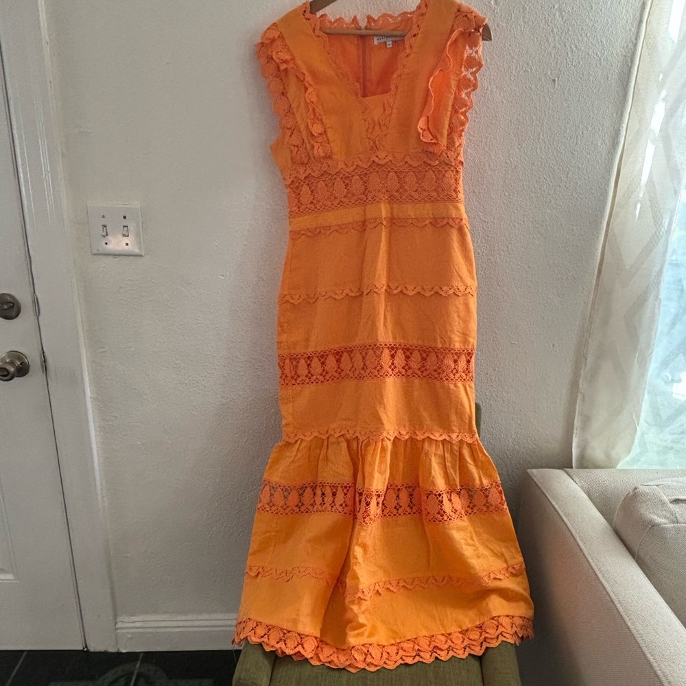 Endless Rose Bright Orange Lace Dress